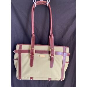 Coakley travel work bag - canvas and british tan leather with padding pockets